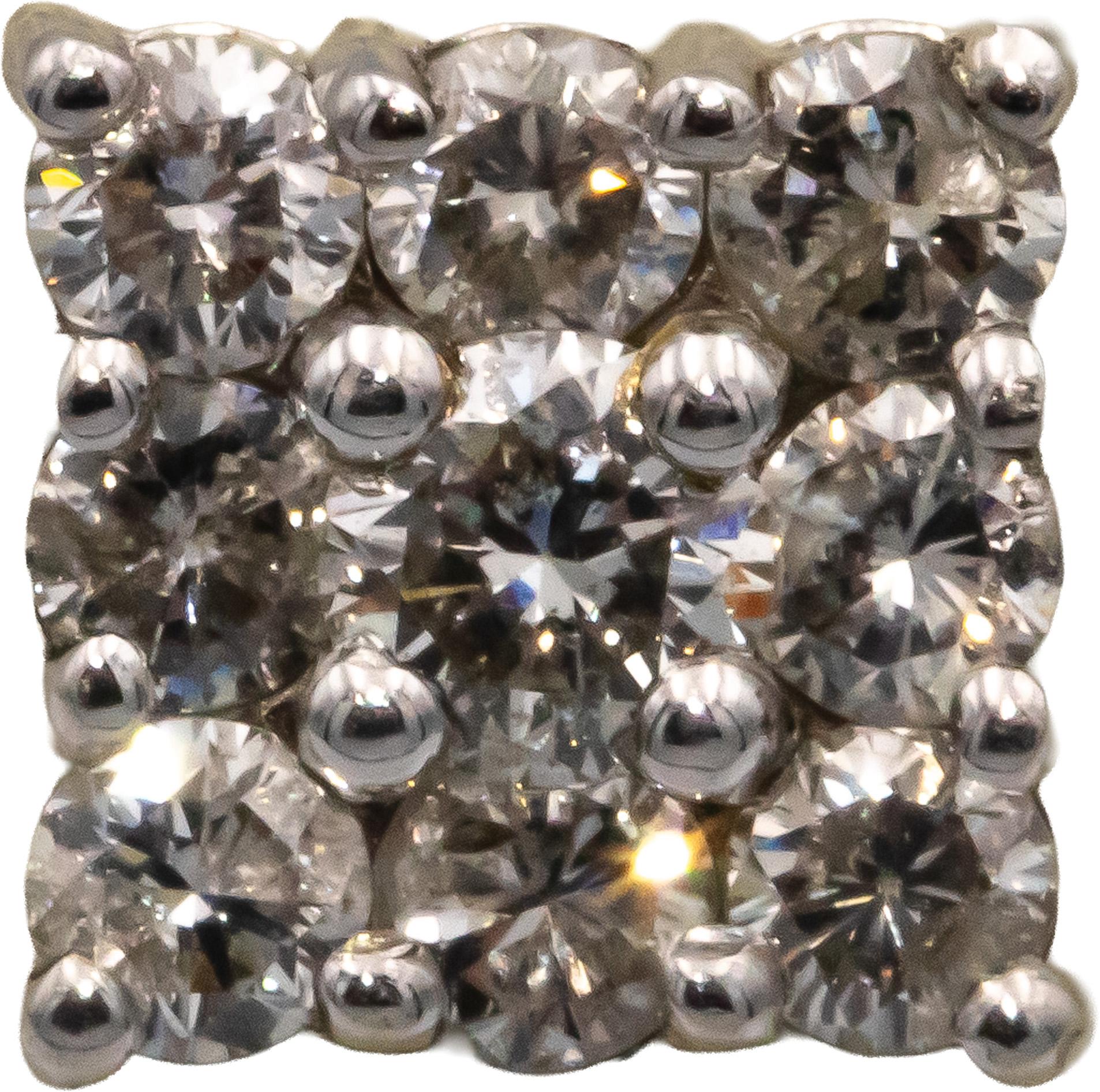 14k White Gold 1.60CT Round Cut Diamond Square Stud Earrings