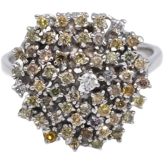 18k White Gold 1.05CT Diamond Cluster Cocktail Ring Size 8.5