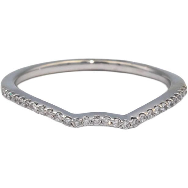 14k White Gold Round Cut Diamond Wavy Band Ring 0.14CT Size 9
