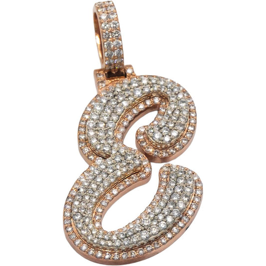 10k Rose Gold Jewelry Round Diamond Letter "E" Pendant 2.31CT