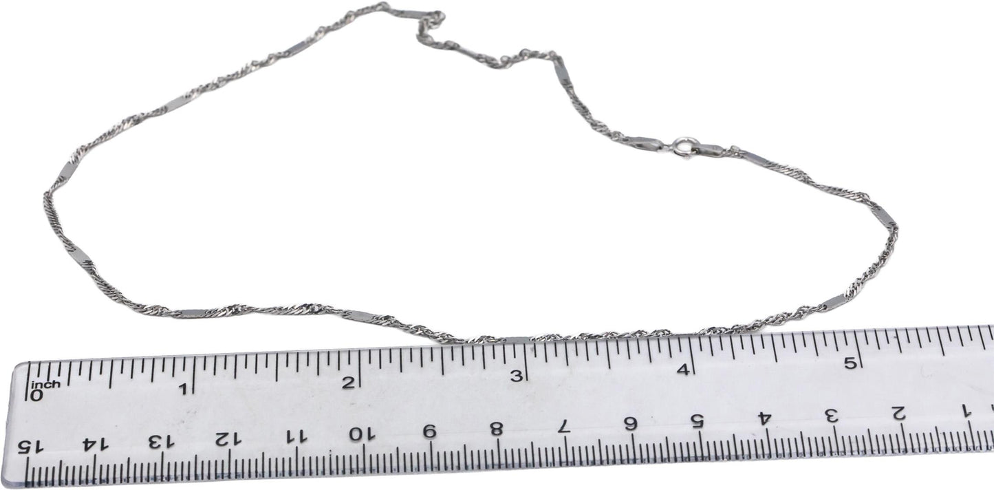 14k White Gold Jewelry 16" Long Fancy Twisted Chain Link Necklace
