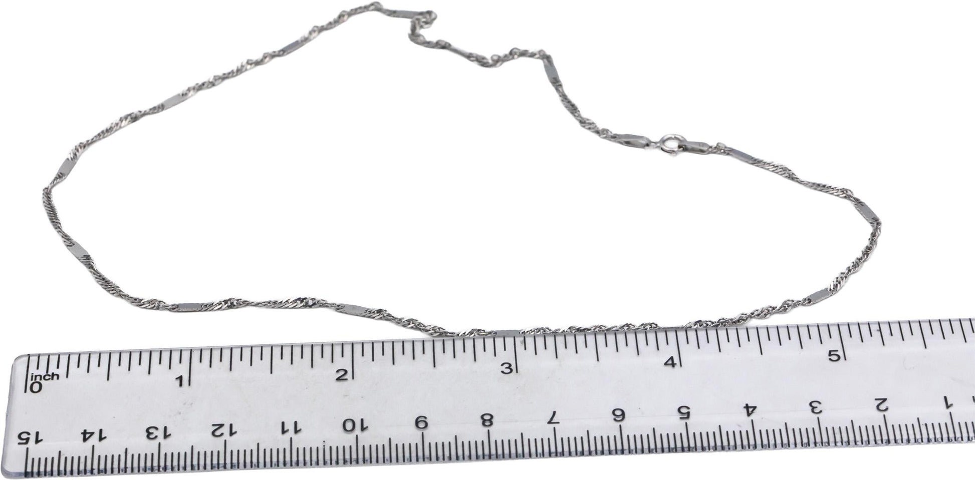 14k White Gold Jewelry 16" Long Fancy Twisted Chain Link Necklace