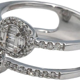 10k White Gold Diamond Split Band Double Halo 0.50CT Ring Size 7