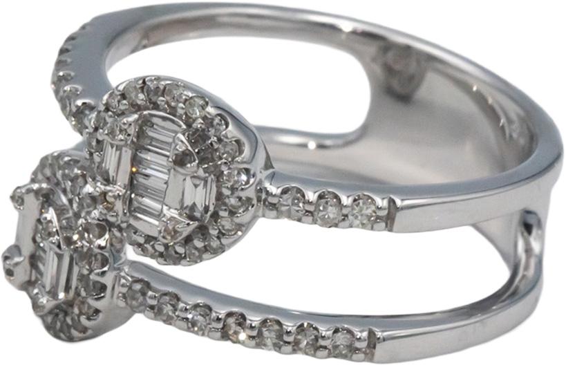10k White Gold Diamond Split Band Double Halo 0.50CT Ring Size 7