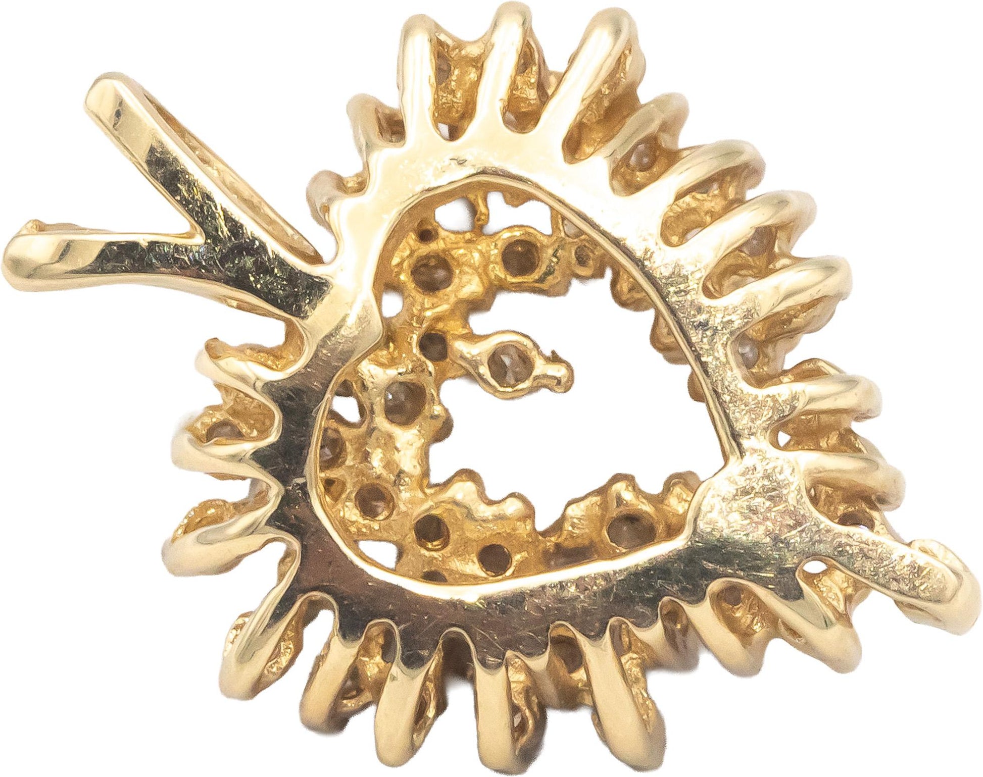 14k Yellow Gold 0.75CT Round Cut Diamond Cluster Heart Pendant