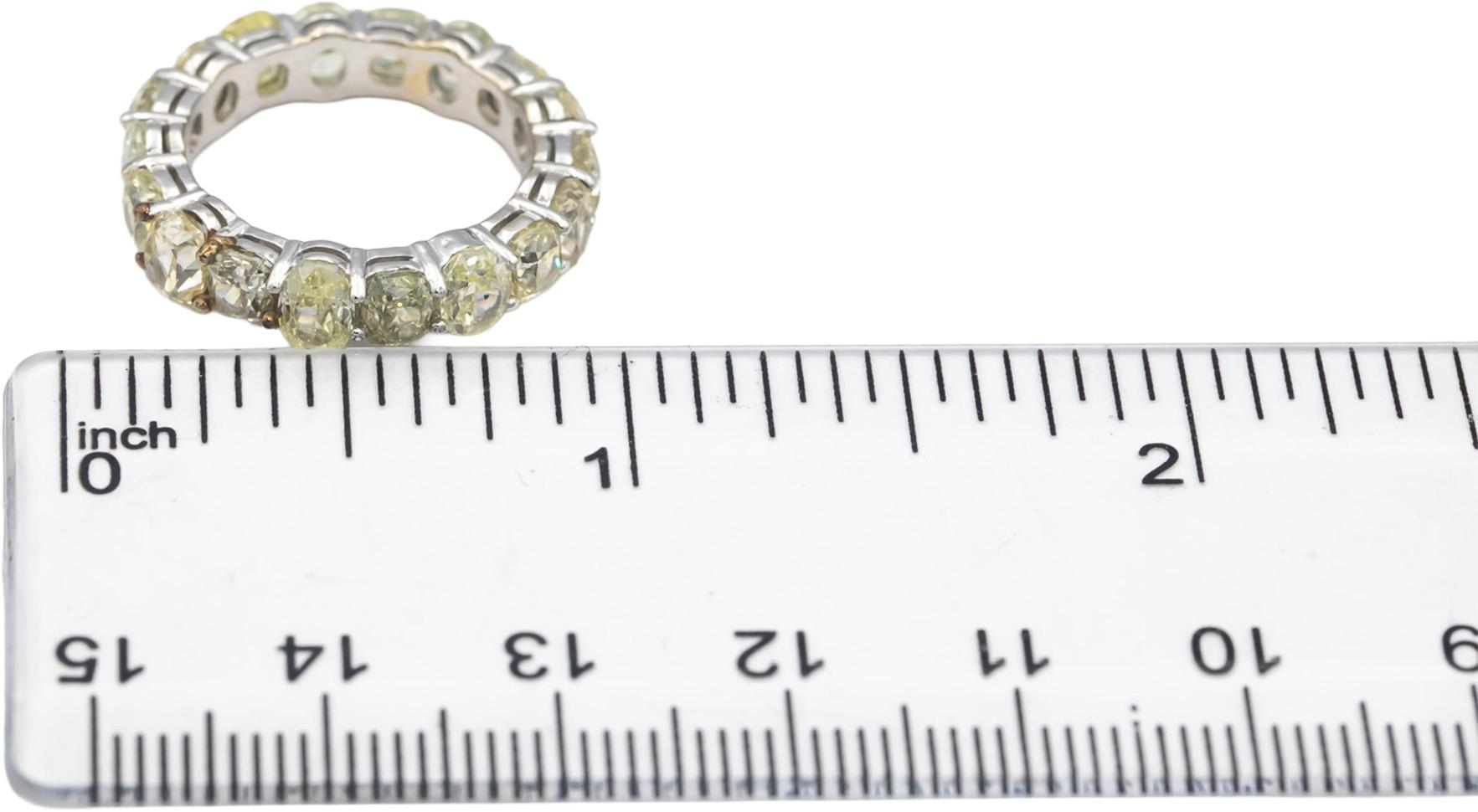 14k White Gold White and Light Yellow Diamond Eternity Ring 4.50CT Size 5.25