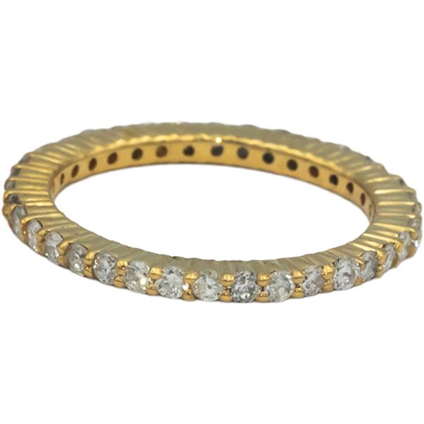 18k Yellow Gold 0.75CT Round Cut Diamond Eternity Stackable Band Ring Size 6