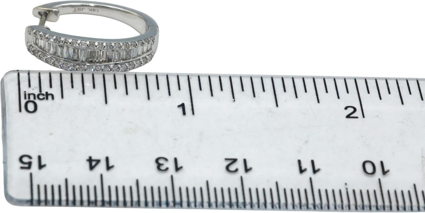 14k White Gold Jewelry 1.0CT VS Diamond Huggie Style Earrings