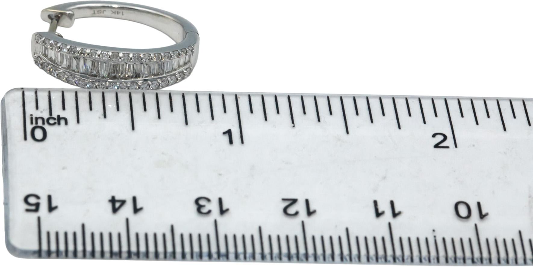 14k White Gold Jewelry 1.0CT VS Diamond Huggie Style Earrings
