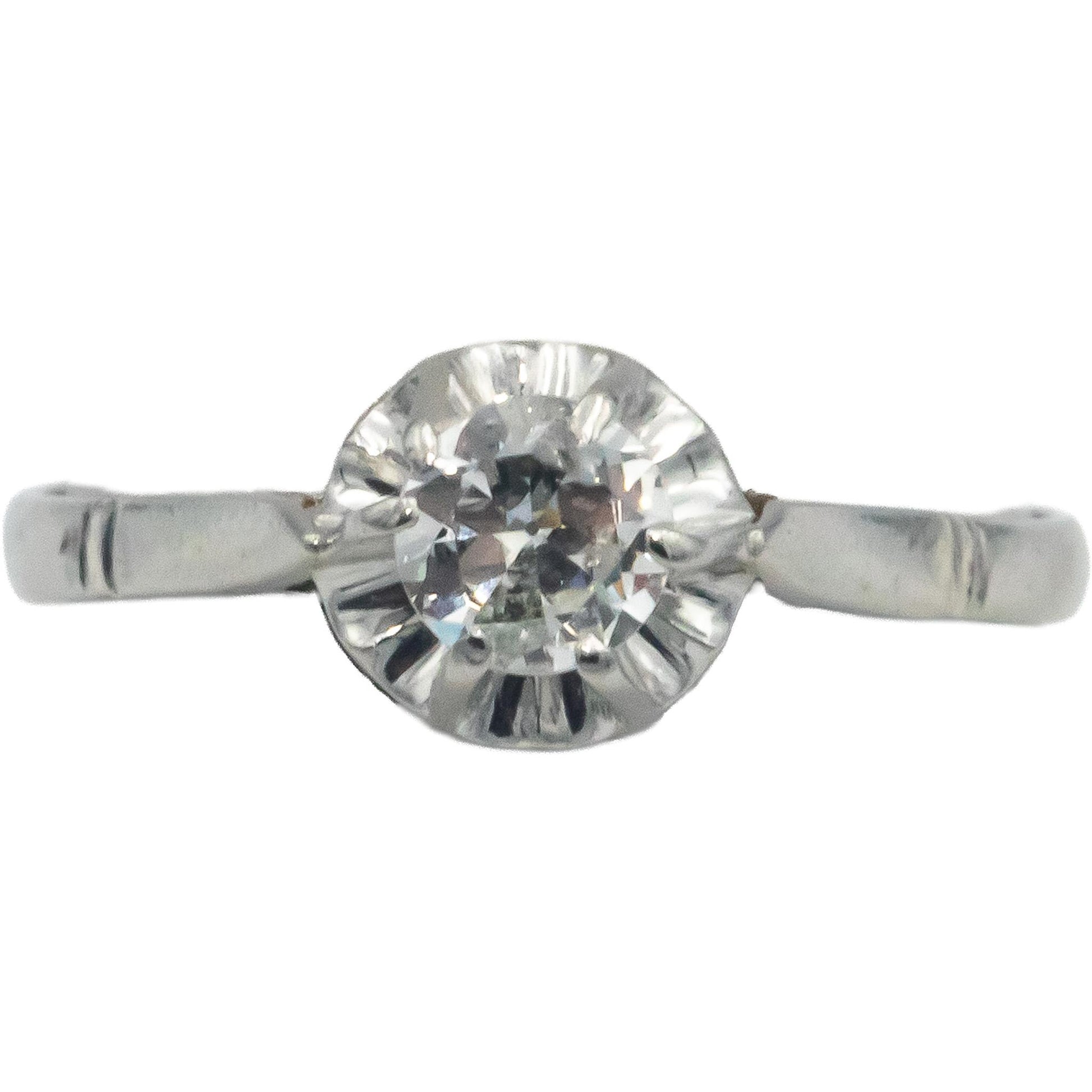 Vintage Antique Platinum 0.35CT VS Old Euro Diamond Solitaire Ring Size 6