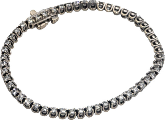 14k White Gold Round Diamond Trellis Setting Tennis Bracelet 2.0CTW