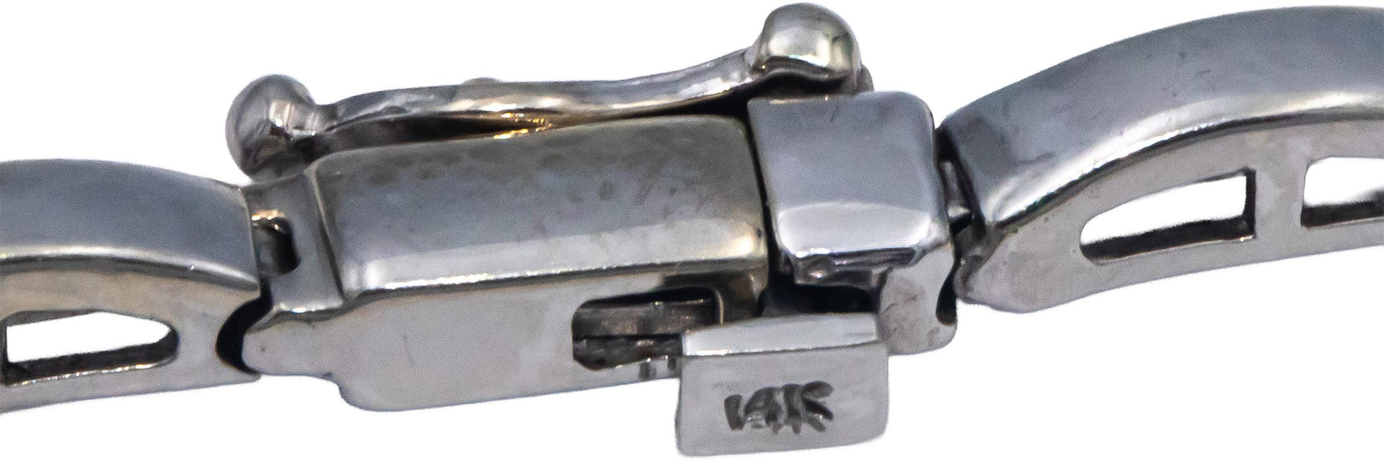 14k White Gold Round Diamond and Oval Sapphire Fancy Link Necklace 7.0CT