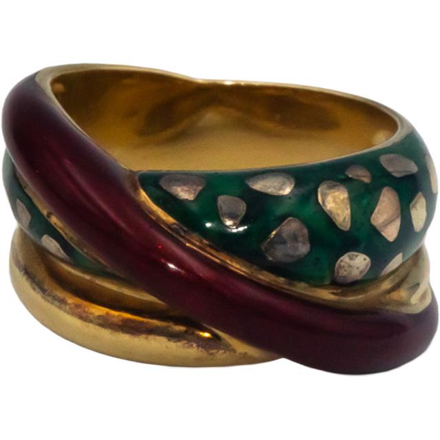 LA NOUVELLE BAGUE 18k Yellow Gold Enamel Band Ring Size 8.25