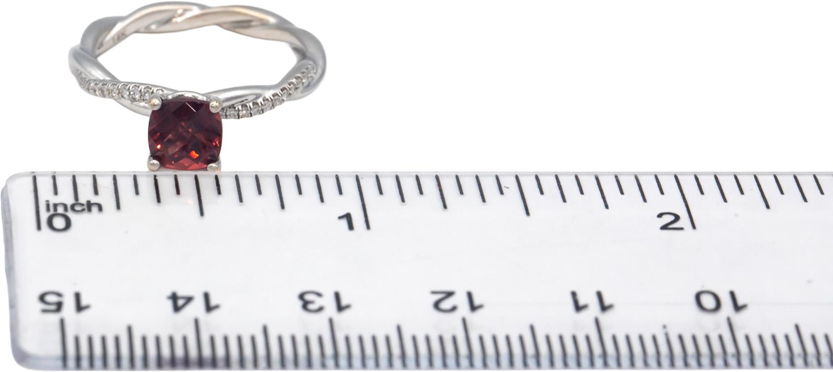 14k White Gold Jewelry Diamond and Garnet Cocktail Ring 1.33CT Size 6.5