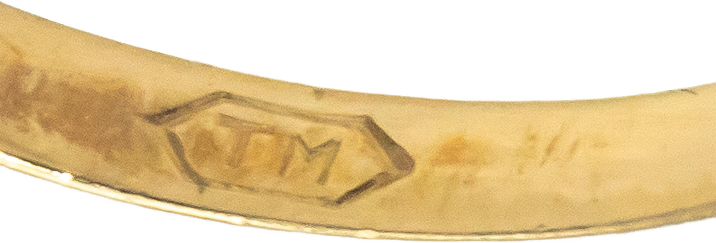 14k Yellow Gold Round Diamond and Emerald Ring 0.30CT Size 6.75