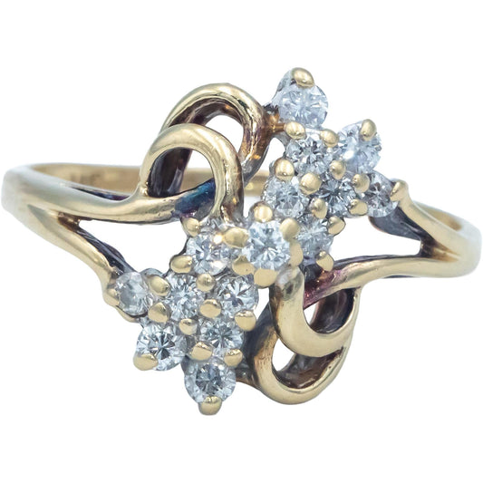 14k Yellow Gold Jewelry 0.45CT Round Cut Diamond Cluster Ring Size 8.5