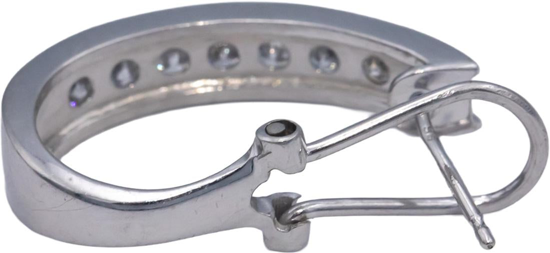 14k White Gold Round Diamond Curved Earrings 0.70CT