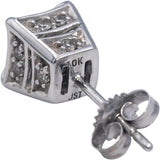 10k White Gold Princess and Round Diamond Stud Earrings 0.50CT