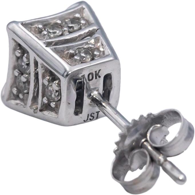 10k White Gold Princess and Round Diamond Stud Earrings 0.50CT