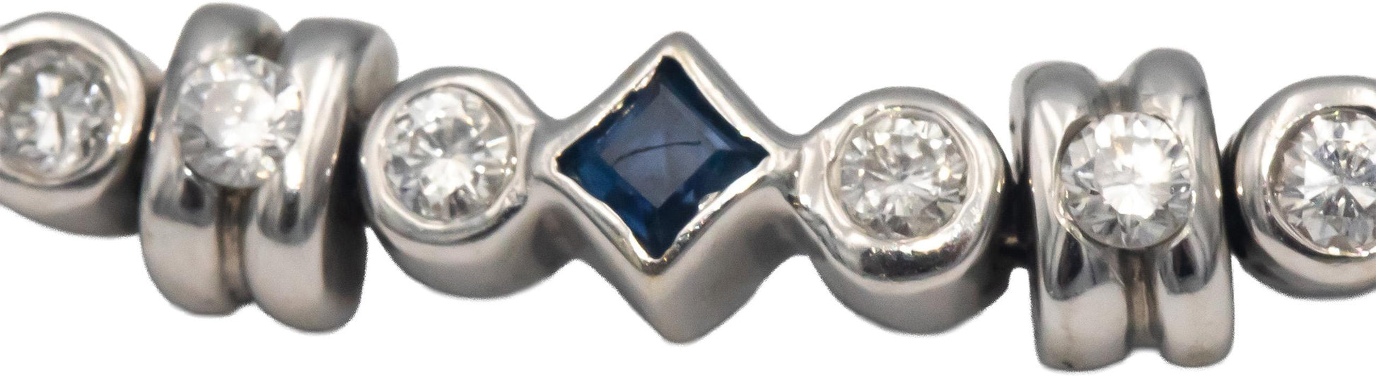 14k White Gold Diamond and Sapphire Fancy Link Bracelet 2.50CT