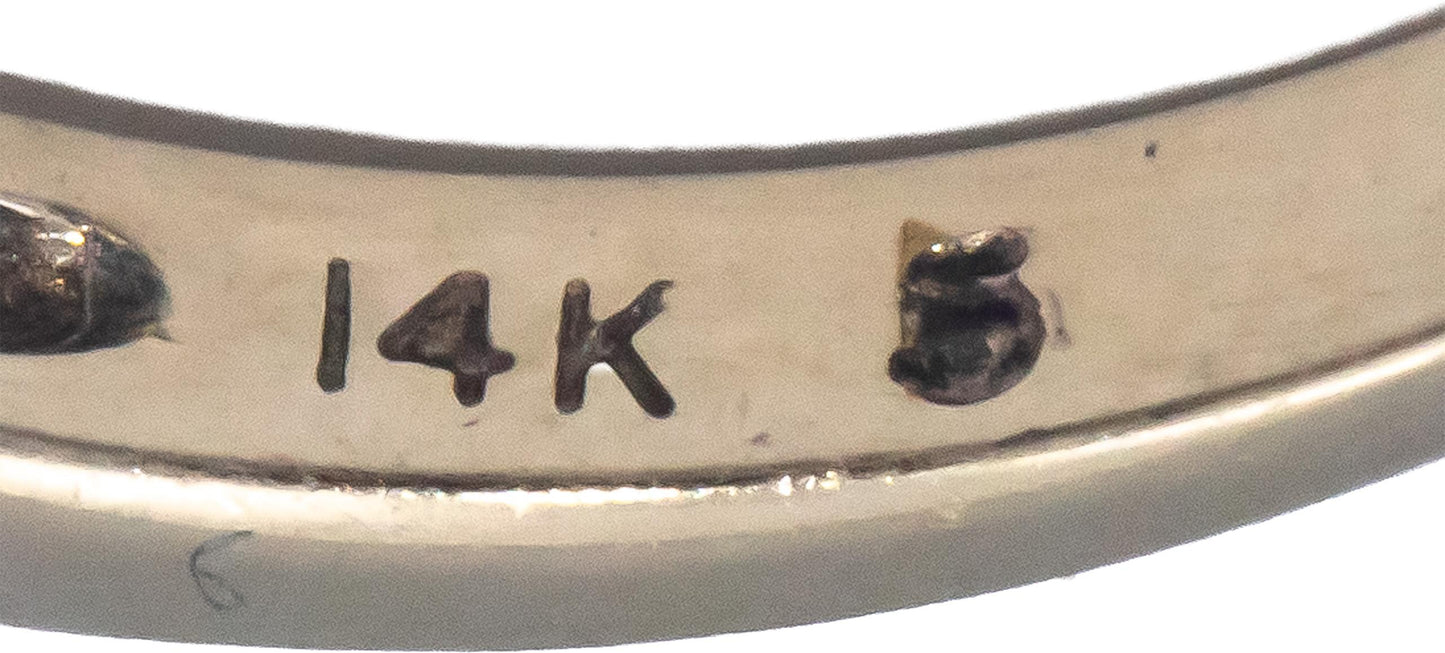 14k White Gold 1.75CT Round Cut Diamond and Oval Cut Sapphire Ring Size 5.25