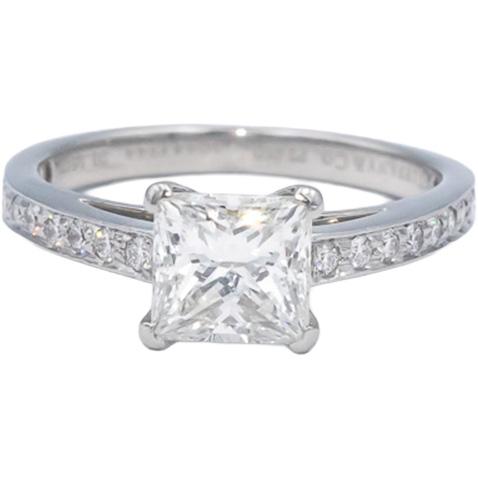 $18500 TIFFANY & CO Platinum Princess H/VVS1 Diamond Engagement Ring 1.31CT