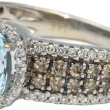 LE VIAN 14k White Gold Diamond and Aquamarine Ring 2.0CTW Size 6.25