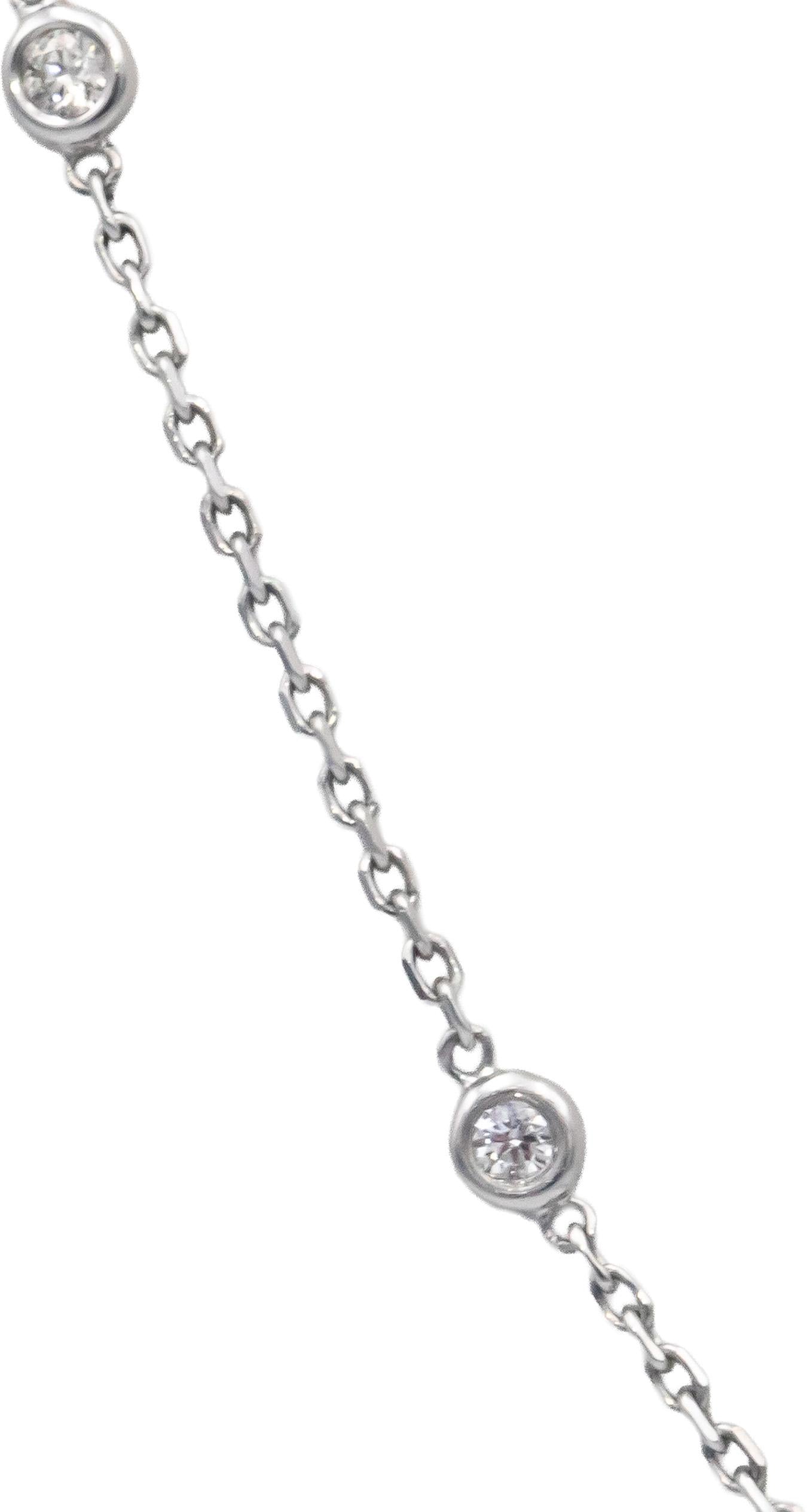 14k White Gold 0.75CT VS Round Cut Bezel Set Diamond By The Yard Necklace