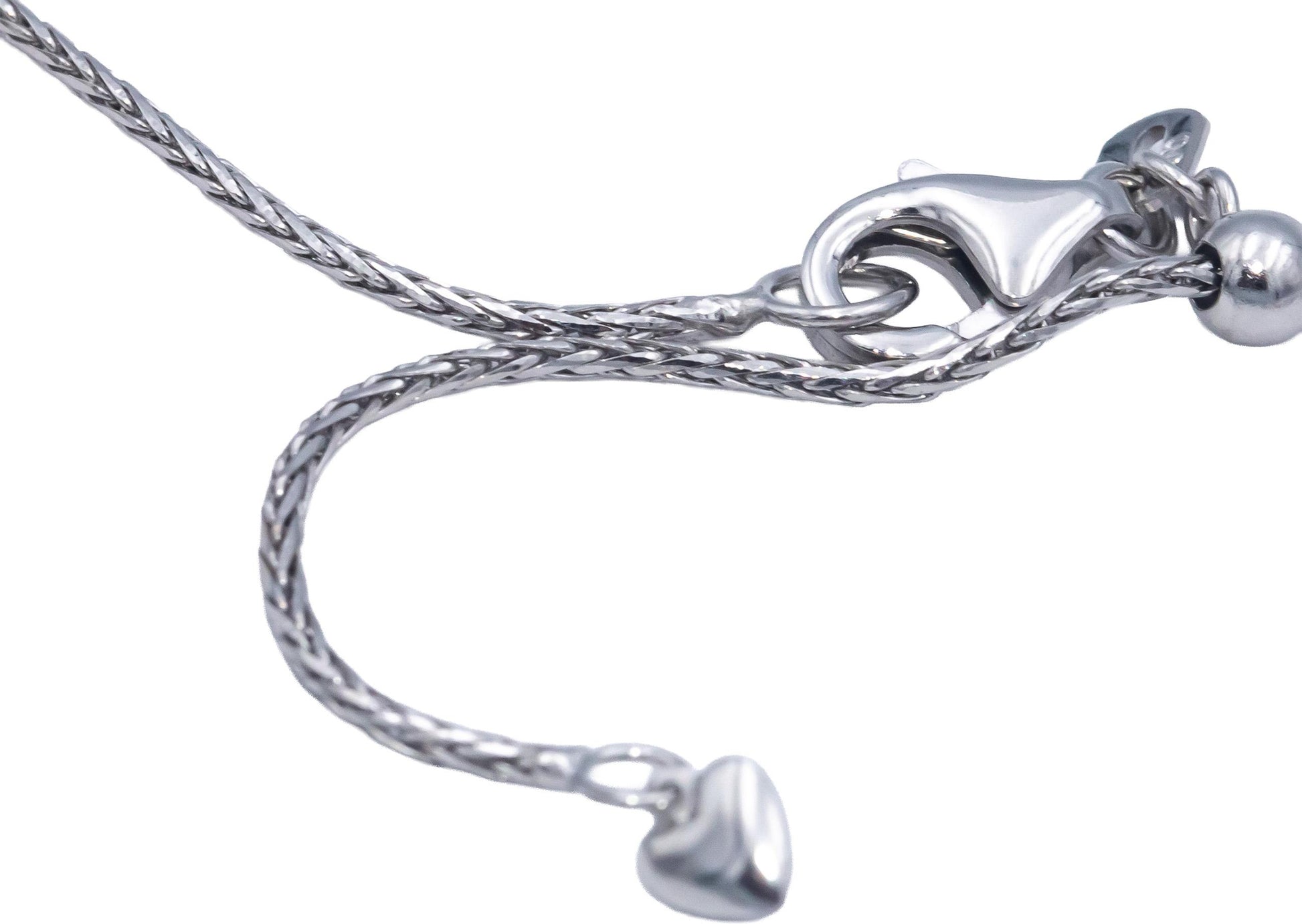 14k White Gold Jewelry 22" Long Wheat Link Necklace Chain w/ Adjustable Clasp