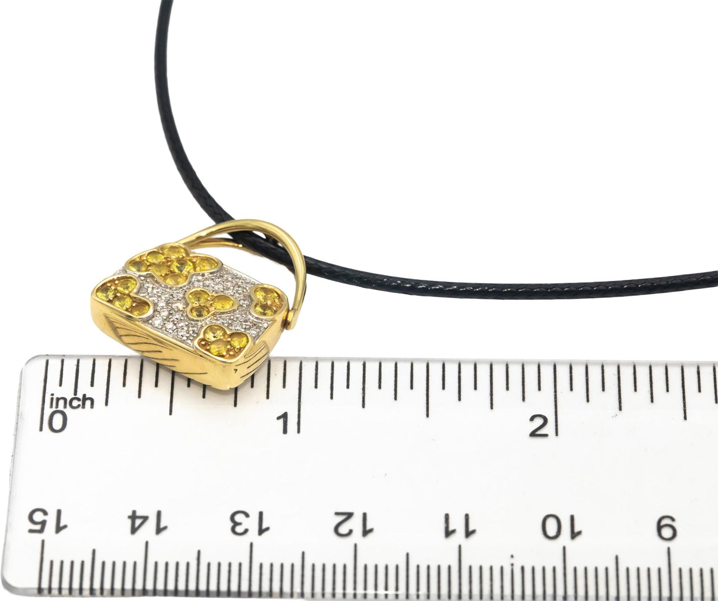 MOVADO 18k Yellow White Gold 0.72CT VS Diamond & Yellow Sapphire Purse Pendant