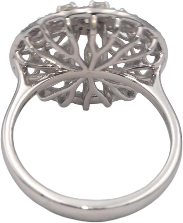 18k White Gold 0.81CT VS Pear & Round Diamond Floral Cocktail Ring Size 6.75