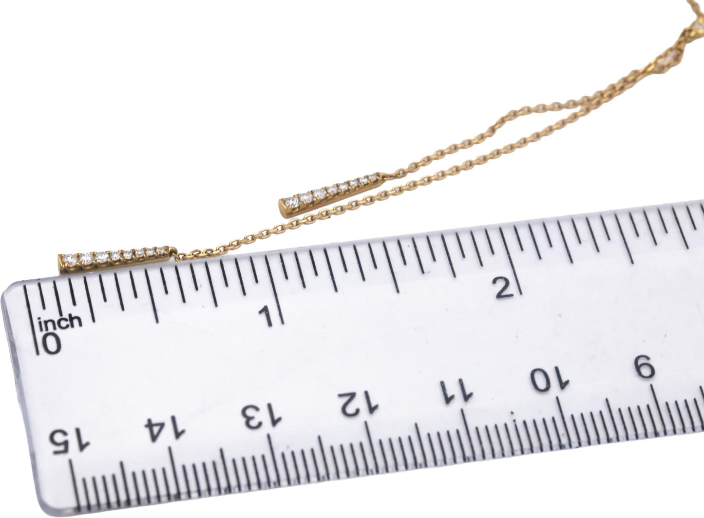 18k Yellow Gold Round Diamond Tassel Necklace Chain 0.25CT
