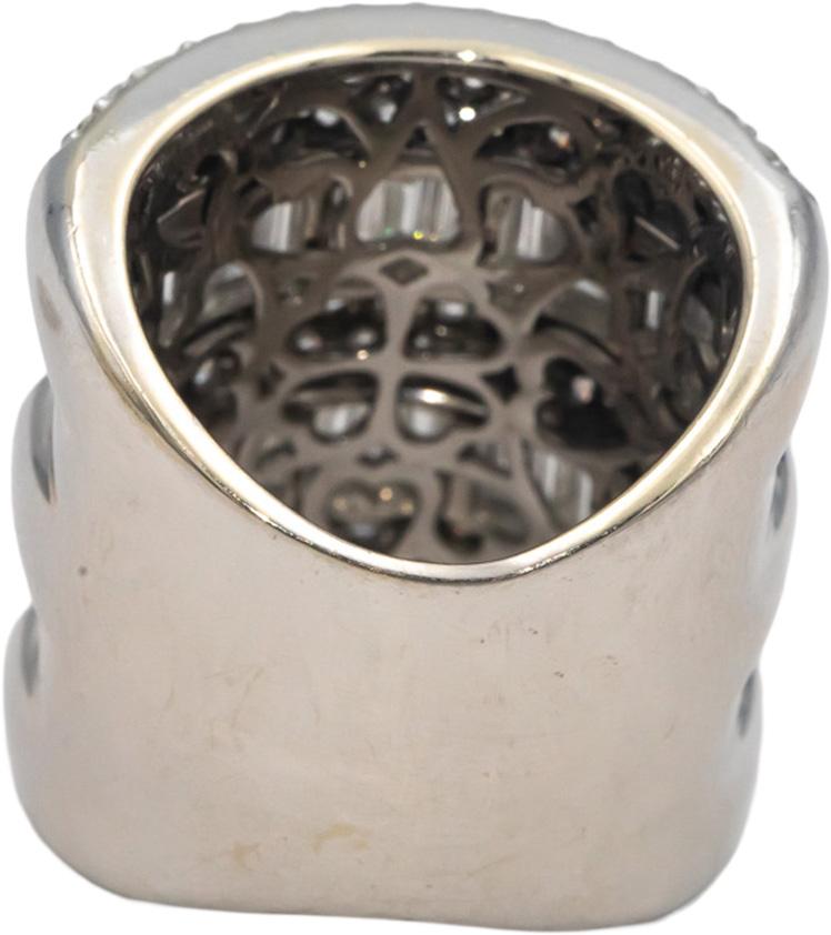 Diamond 18k White Gold Round Baguette Cluster 5 Row Wide Band Ring 5.0CT Size 7