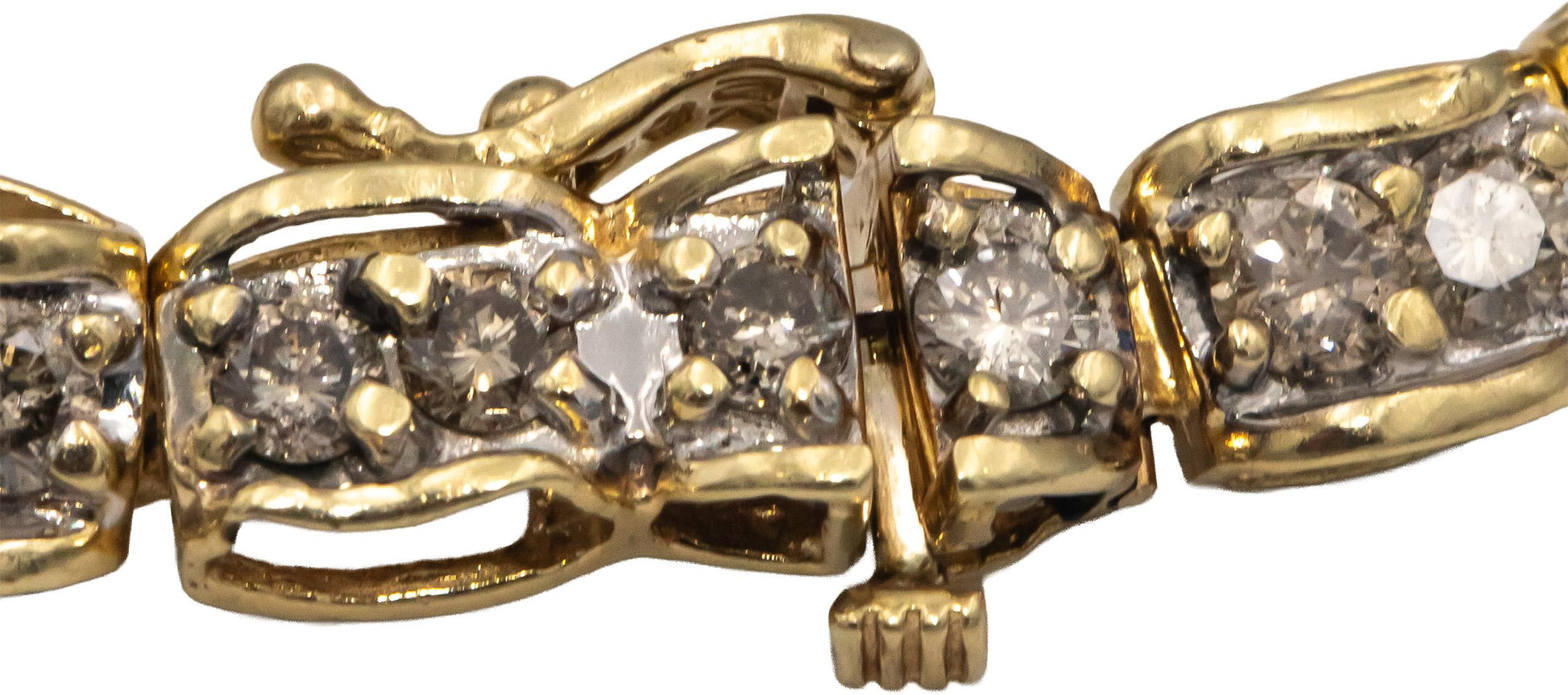 Diamond Round Cut 10k Yellow Gold Fancy Link Bracelet 5.0CT