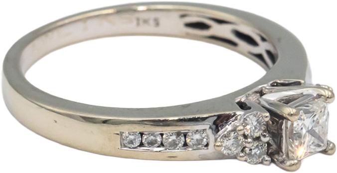 Diamond 14k White Gold Engagement Ring 0.50CT w/ 0.33CT Center Size 7