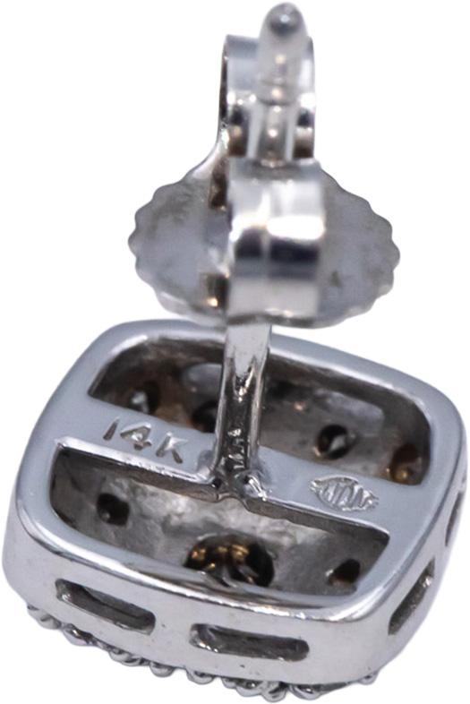 14k White Gold Round Cut Diamond Cluster Stud Earrings 0.25CT