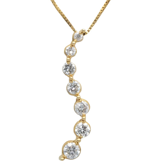 Diamond Round Cut 14k Yellow Gold Journey Pendant Necklace 0.50CT