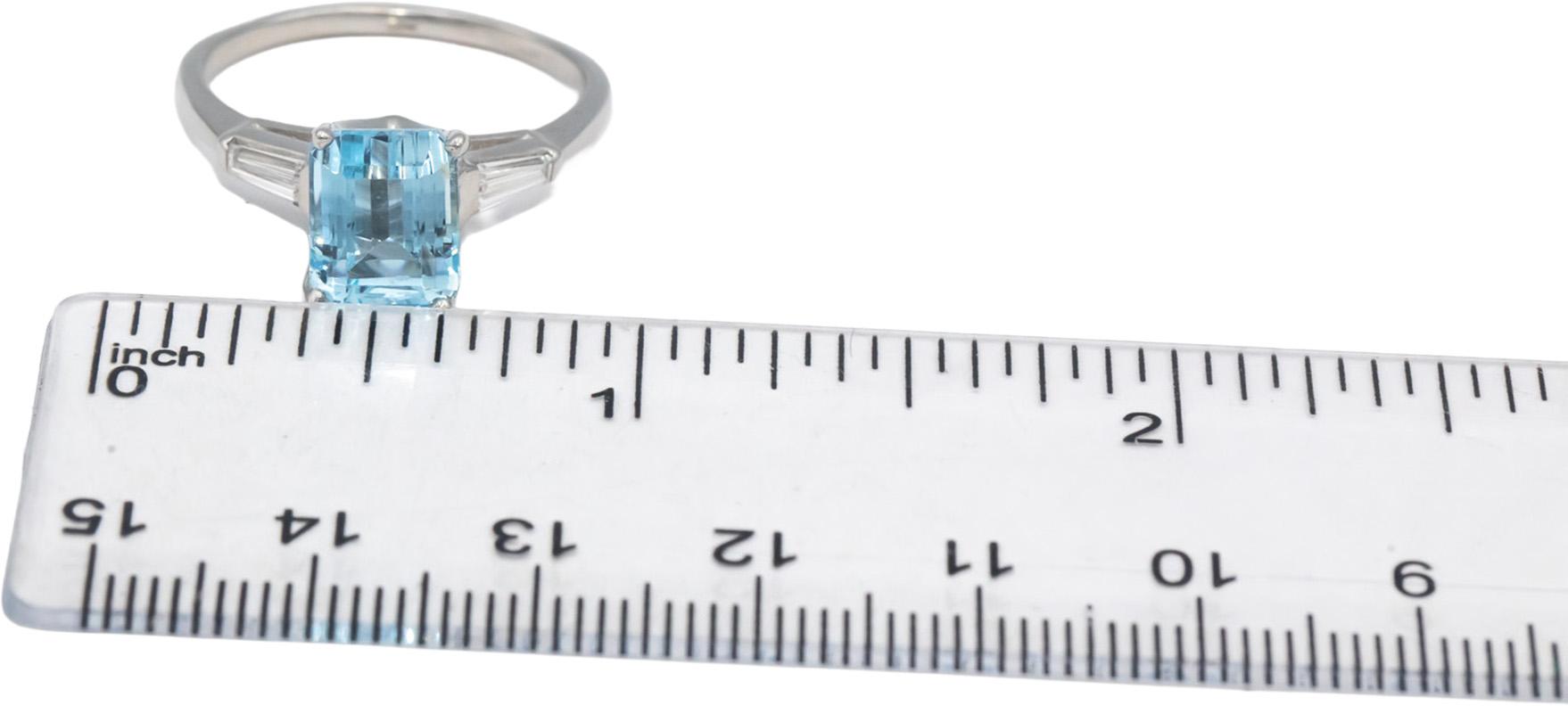14k White Gold Diamond and Aquamarine Cocktail Ring 2.99CT Size 9