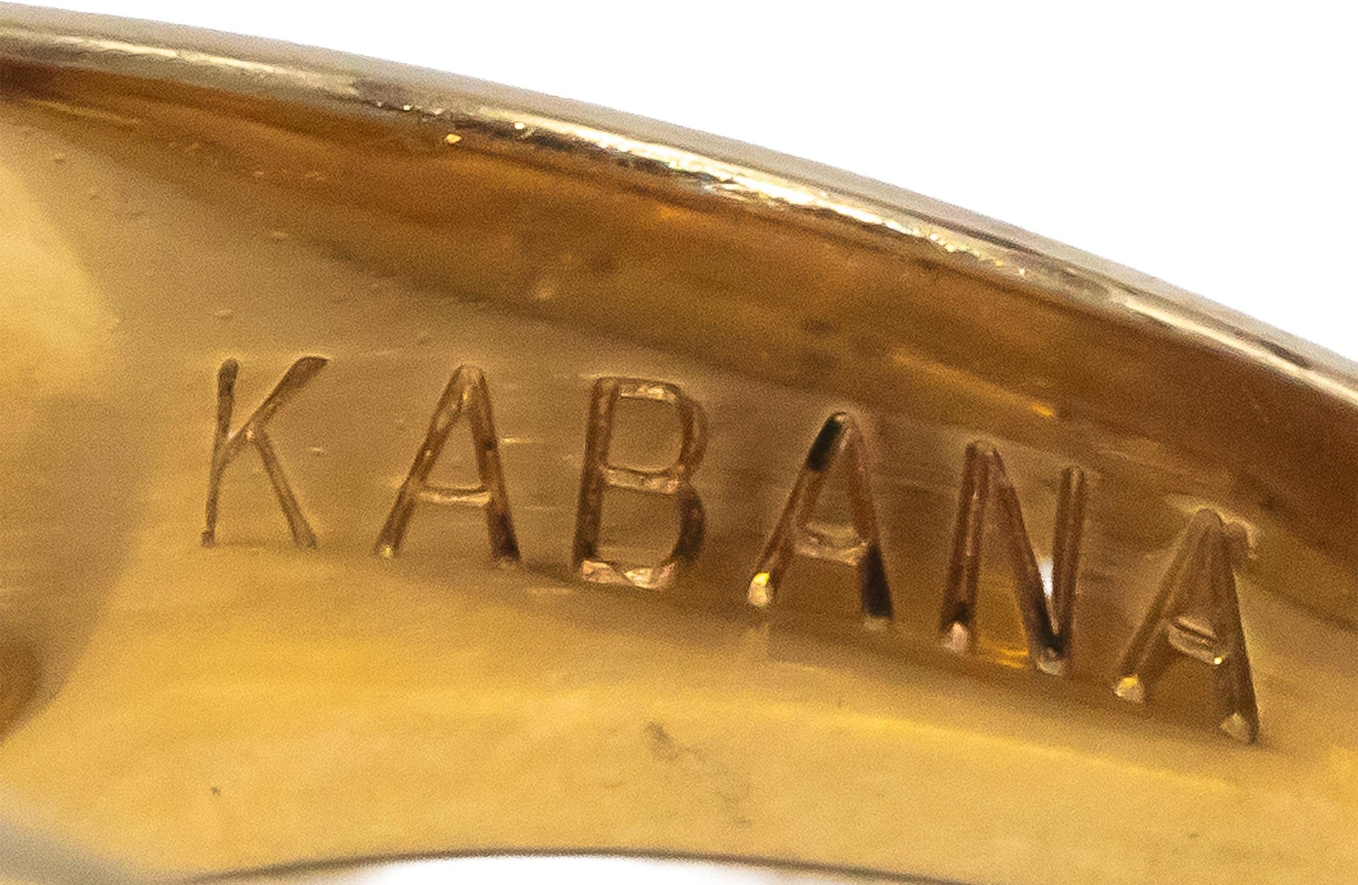 KABANA 14k Yellow Gold Diamond & Mother of Pearl Wide Band Ring 0.30CT Size 8
