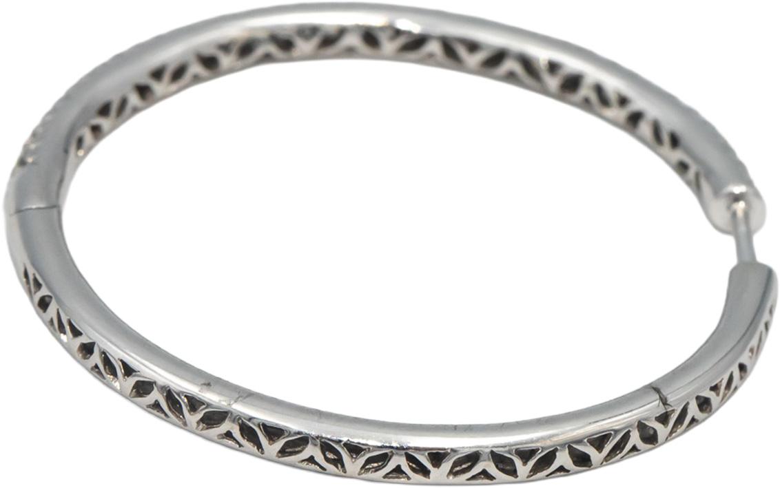 18k White Gold Round Diamond Pave Two-Row Hoop Earrings 1.78CT