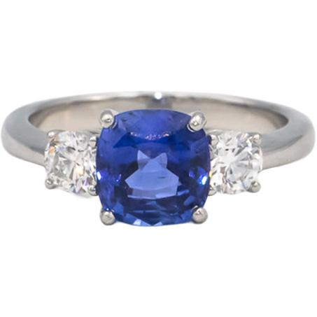 GIA Certified Platinum Royal Blue Sapphire & Diamond Ring 2.92CT Size 6.5