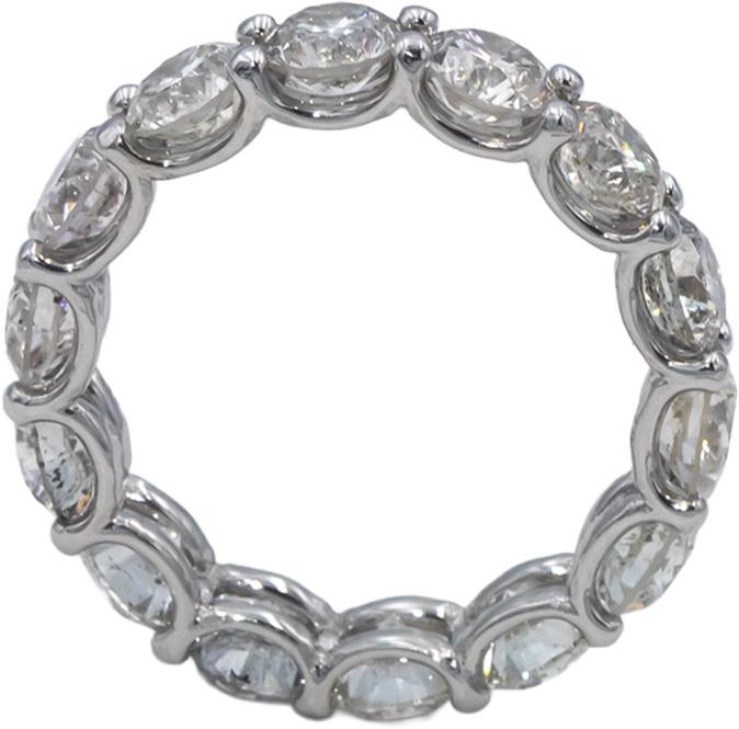 14k White Gold Round Diamond U-Shape Open Gallery Eternity Ring 6.38CT Size 7.5