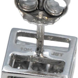 10k White Gold VS Princess Cut Invisible Set Square Stud Earrings 1.0CT