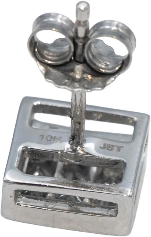 10k White Gold VS Princess Cut Invisible Set Square Stud Earrings 1.0CT