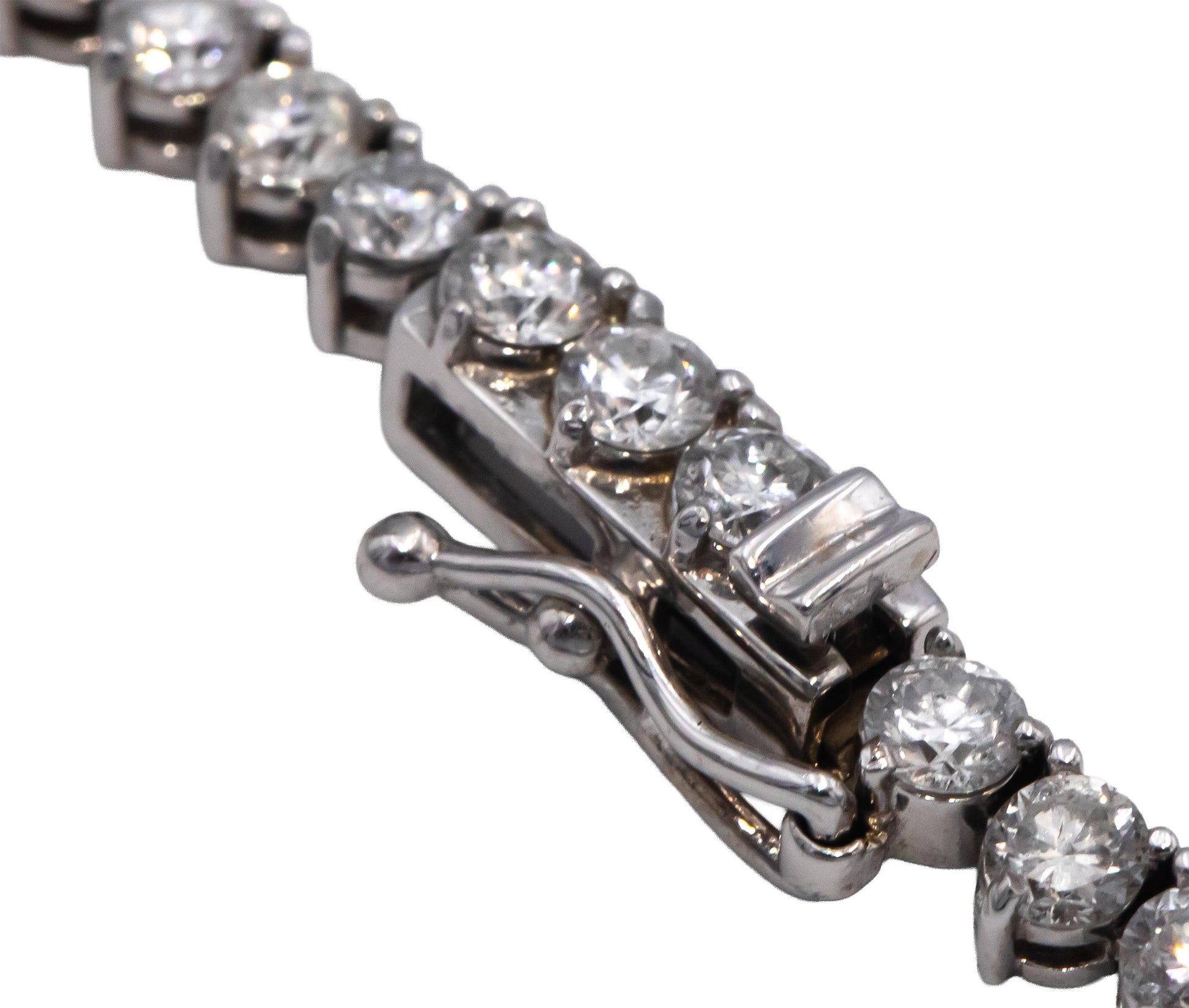 Round Diamond 14k White Gold Graduated Width Riviera Necklace 14.02CT