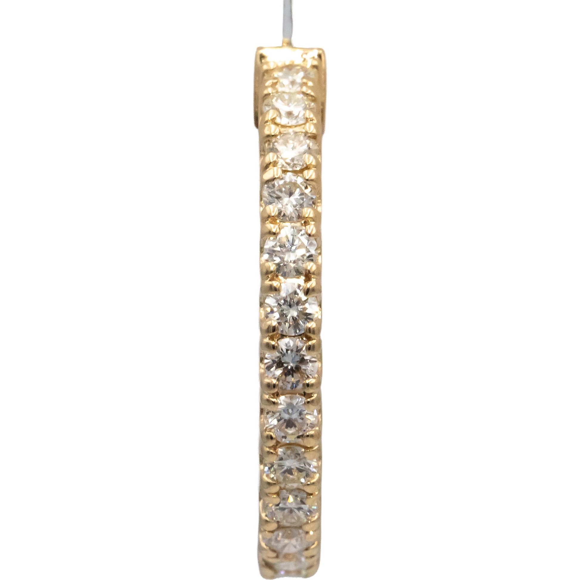 14k Yellow Gold VS Round Diamond Inside Out Circle Hoop Earrings 2.46CT