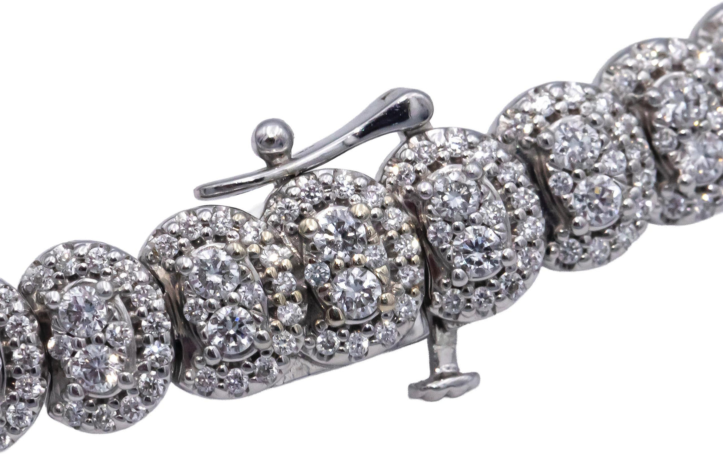 14k White Gold Round Lab-Grown VS Diamond Pave Formal Necklace 10.0CT