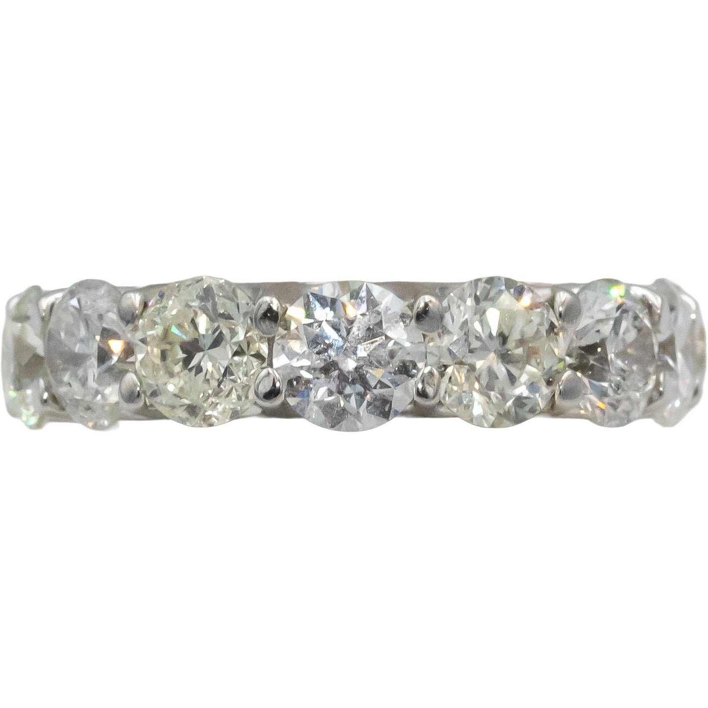 18k White Gold Round Diamond Shared Prong Eternity Band Ring 7.20CT Size 5