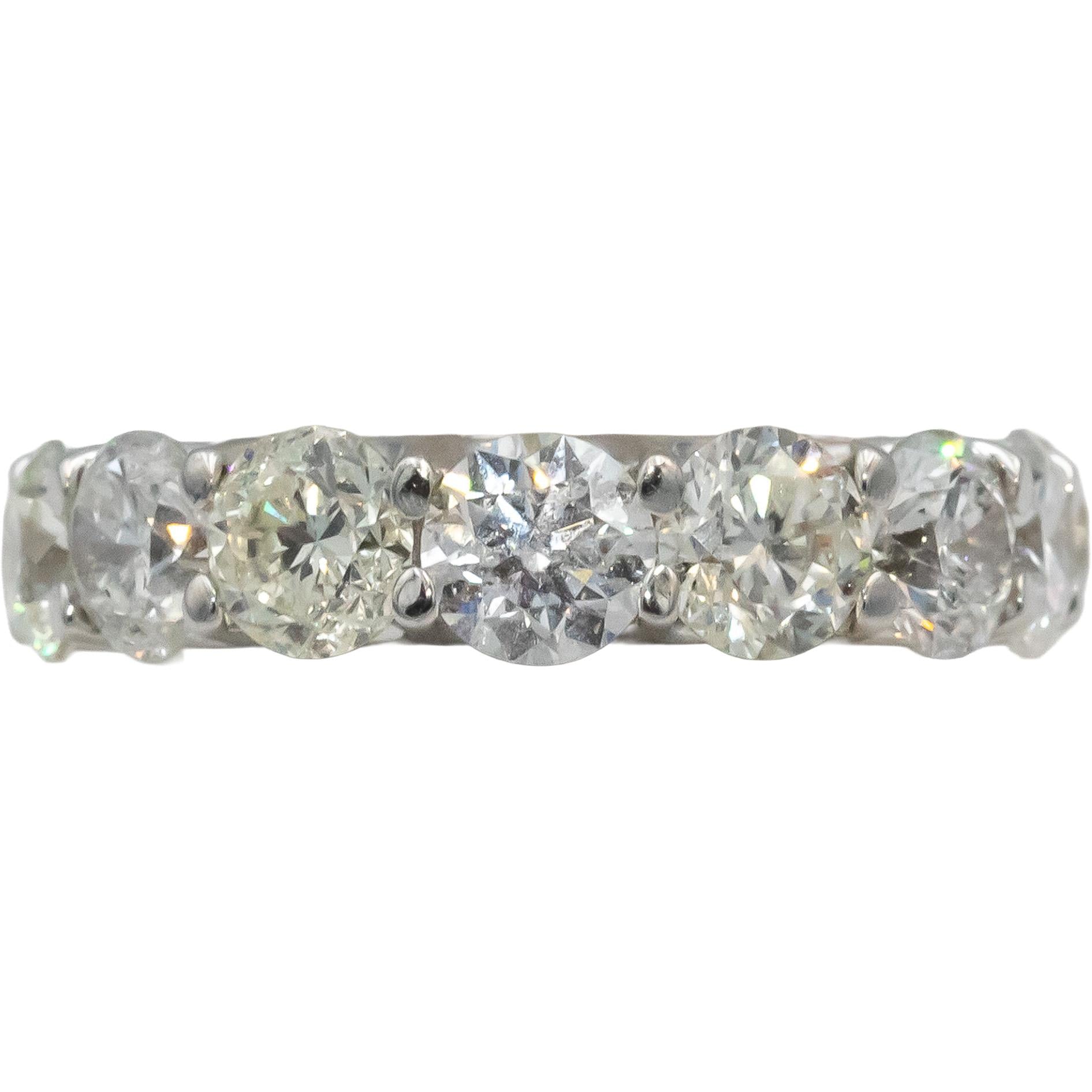 18k White Gold Round Diamond Shared Prong Eternity Band Ring 7.20CT Size 5