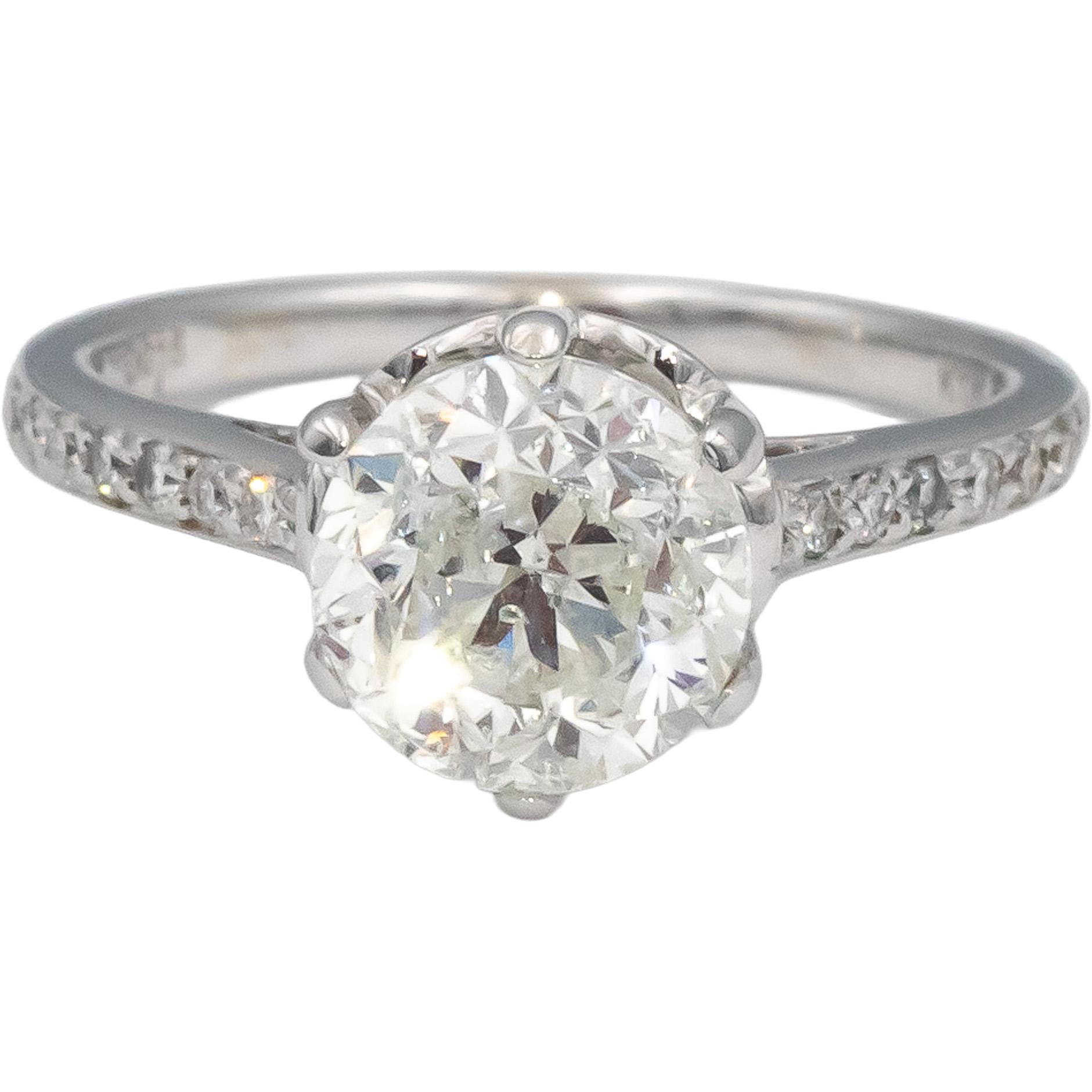 18k White Gold Round Diamond Engagement Wedding Ring 2.17CT w/ 2.01CT Center